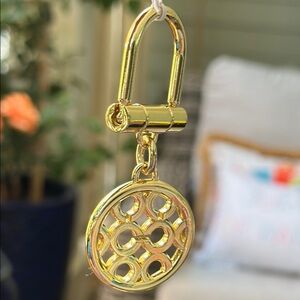 Coach Gold and Silver Key & Card Holder with Intricate Design